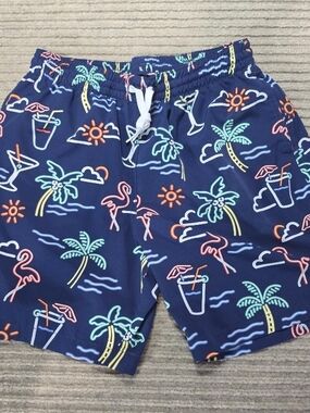 Chubbies Stretch Mesh Lined Swim Trunks 7" Inseam The Neon Lights Blue Medium